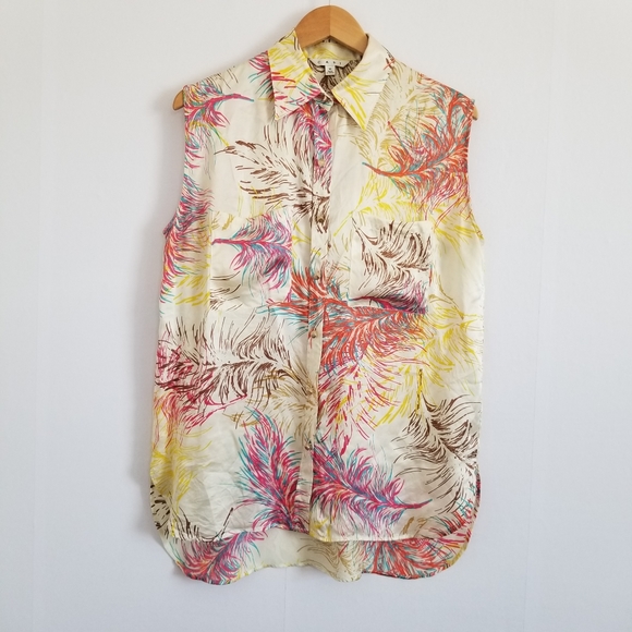 CAbi Tops - Cabi 100% Silk Feather Print Tank Top Size Medium